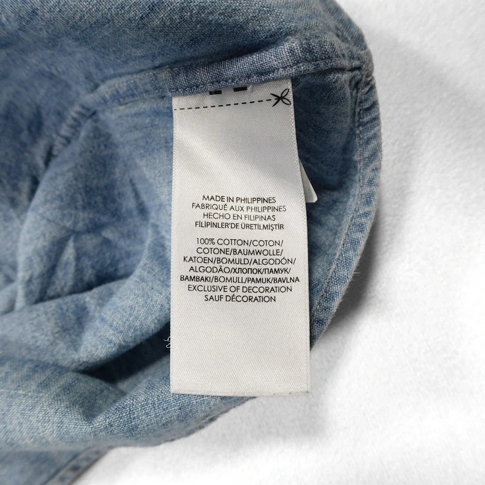 RALPH LAUREN Men's Size L Blue Cotton Chambray Button Down Long Sleeve Shirt - Picture 6 of 8